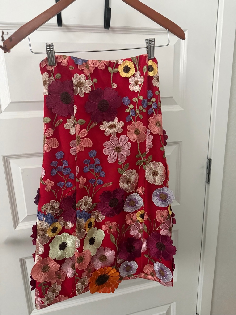 Endless Rose Red Floral Appliqué Midi Dress with Multicolor Blooms - Picture 2 of 3